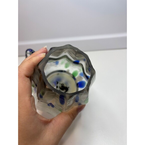 Hand Blown Art Glass Multicolor Christmas Tree Figure Decor candle holder - Picture 3 of 9